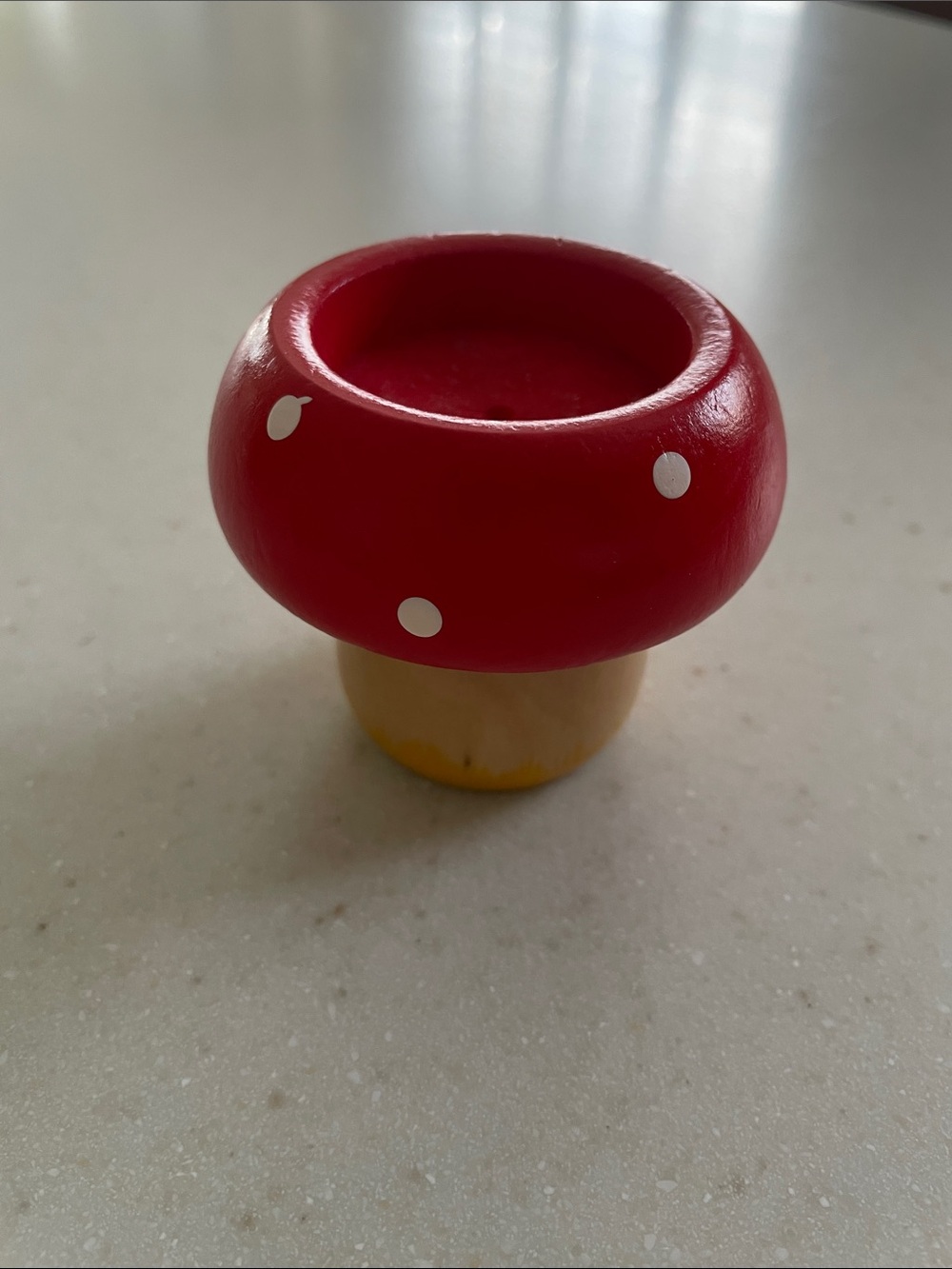 Red Polka Dot Wooden Mushroom Tea Light Holder